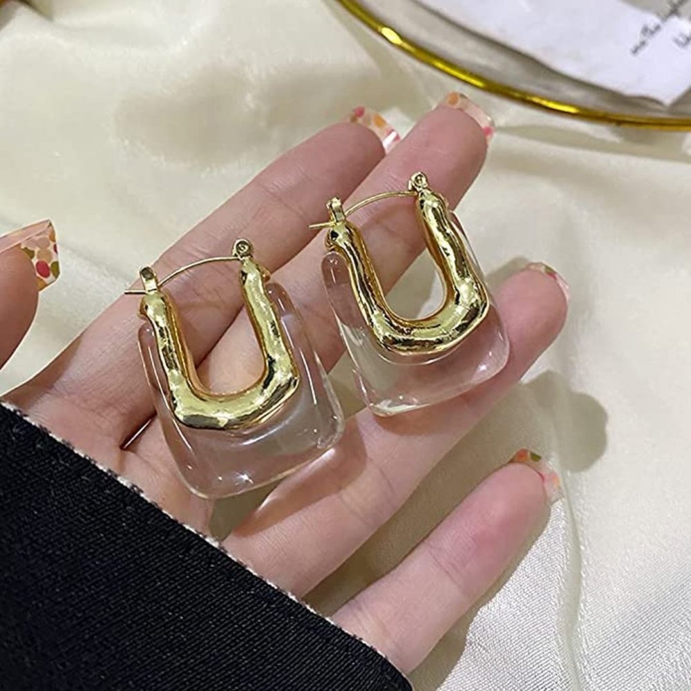 Anthro Gold and White statement earrings